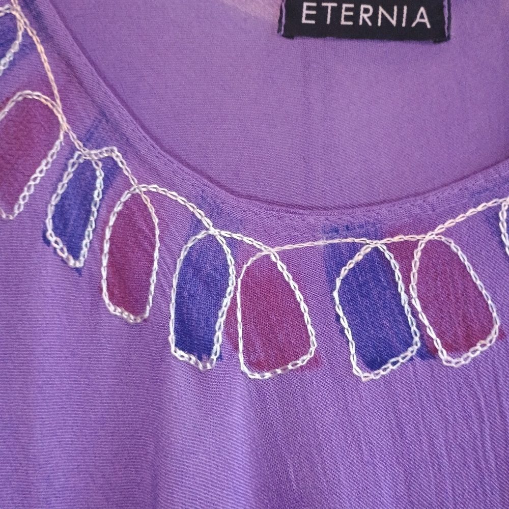Eternia Tie Dye Palm Tree Dress Purple Free Size Rayon Gauze Boho Festival... - Picture 10 of 12